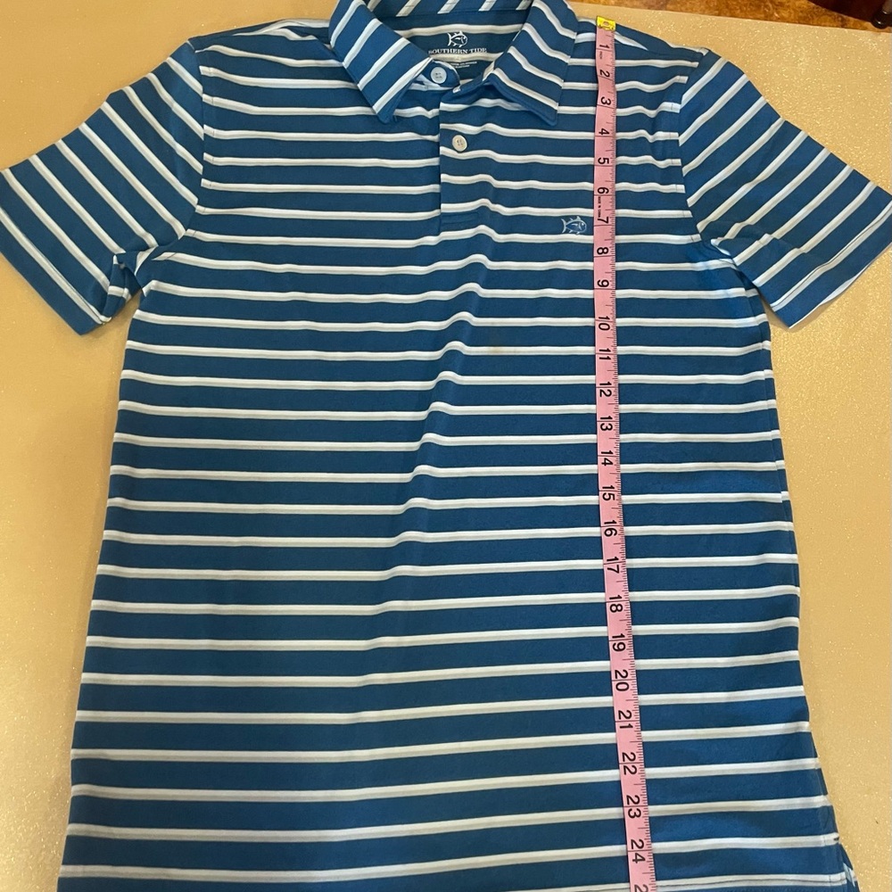 Boy’s Southern Tide Blue Striped Polo Shirt - Picture 7 of 7